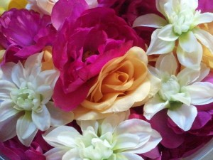 Instead of fresh-cut, try plastic flowers? Instead of fresh-cut, try plastic flowers?