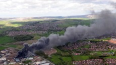 Arsonists blamed for huge fire at plastics warehouse in Oldham