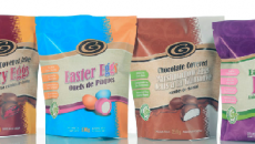 EASTER EGGS STAND OUT IN RENEWABLE, COMPOSTABLE STAND UP POUCHES