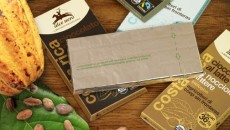 CHOCOLATE WRAPPED IN COMPOSTABLE PACKAGING FILM